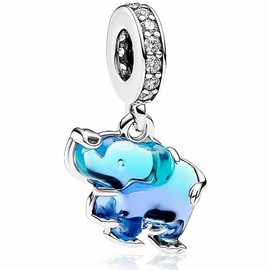 TCZNAF Blue Charms Travel Sea Animals Summer Bead Pendant for European Bracelets and Necklaces for Women, Cubic Zirconia, Zircon