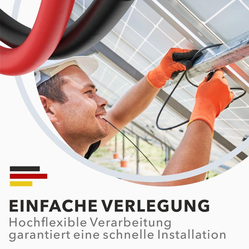 RedStar24 Premium Solar Cable 6 mm² Red, 5 m, TÜV