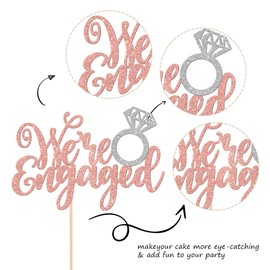 1 pieza de decoración de pastel We Engaged con purpurina, anillo de compromiso para boda, boda, despedida de soltera, fiesta temática, decoración de pasteles, suministros dorados