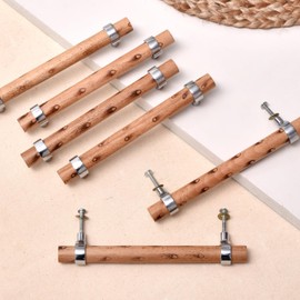 Indian Shelf 6 Pieces Wood Adjustable Drawer Cabinet Pulls- Adjustable Unique Drawer Handles- Adjustable Hardware Pulls- Boho Dresser Handles- T Bar Pulls- Boho Handles