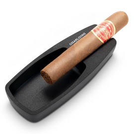 CIGARLOONG Cigar Ashtray,Metal Large Slot Ashtray Non-Slip for Indoor Outdoor Patio Home Office Use (Black)