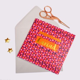 Welsh Happy Birthday Greeting Card Girlfriend, Greeting Card with Text Foiled in Shiny Gold, Pen-blwydd Hapus Cariad