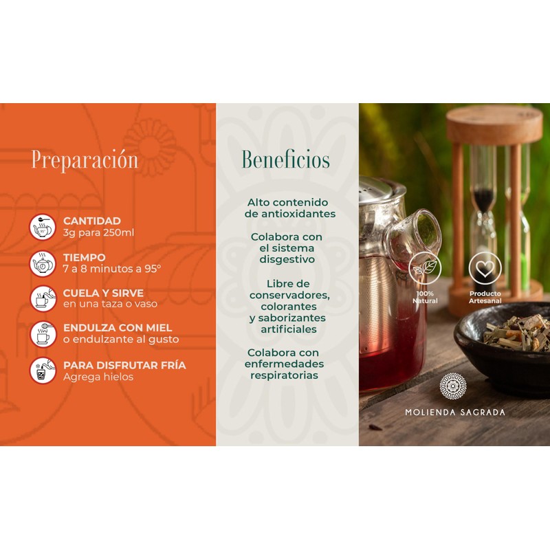 Molienda Sagrada Tisana Mandarina Limón/Infusión Herbal / 15 sachets biodegradables