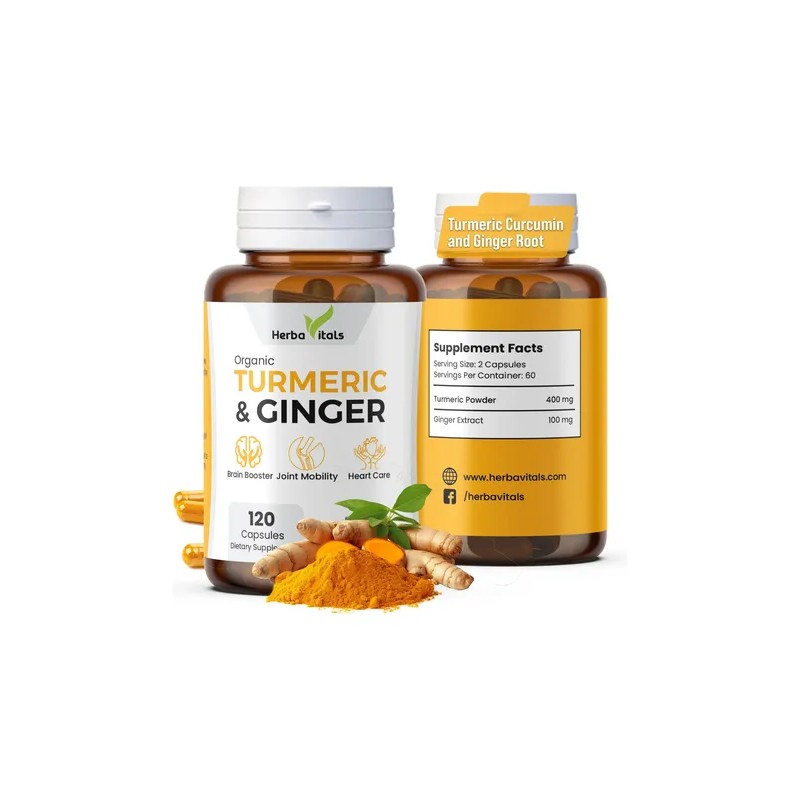 Herbavitals Cúrcuma Y Jengibre 120 Cápsulas 500mg Suplemento