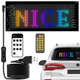 Programmable Led Sign, Bright Scrolling Advertising LED Signs, Bluetooth App Controls Customizable Text Pattern Animations, Flexible LED Light Signs for Car Store Bar Hotel Concert (3''x7'')