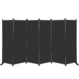 MAYOLIAH 6 Panel Folding Privacy Screen 9ft Wide, 6ft Tall Partition Room Divider Portable Office Walls Dividers, Black
