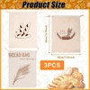MYTOAU 3 Pcs Linen Bread Bags, Unbleached Bread Storage Bags,