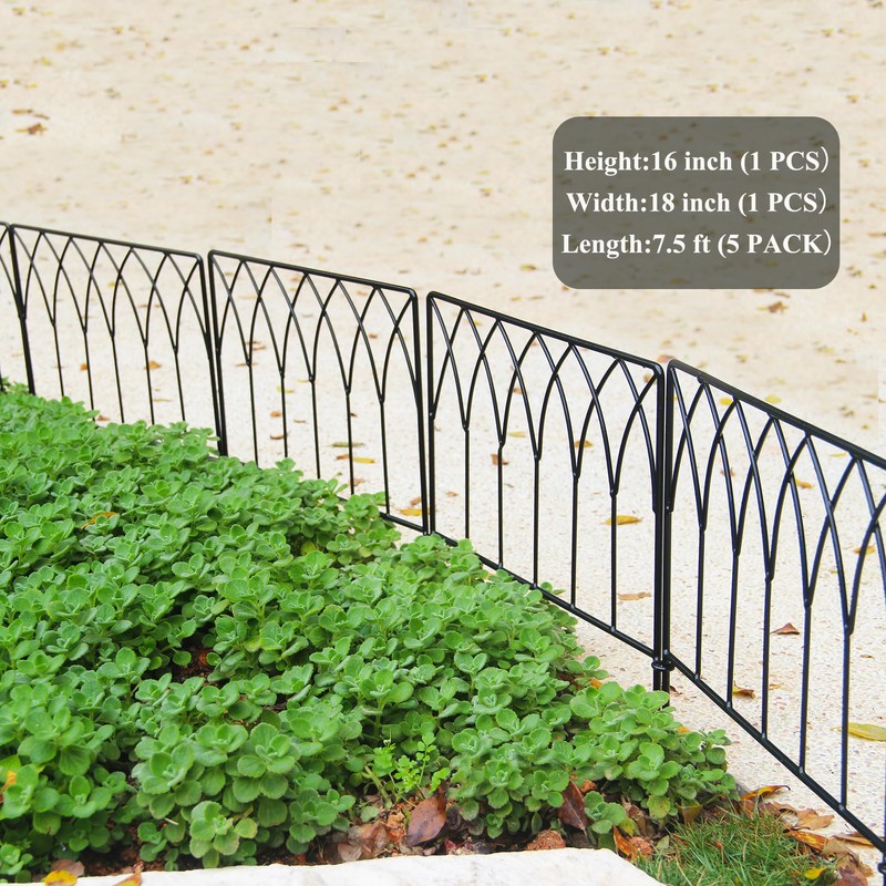 SCENDOR 5 Pack Decorative Fence Metal Garden Fence 16in x