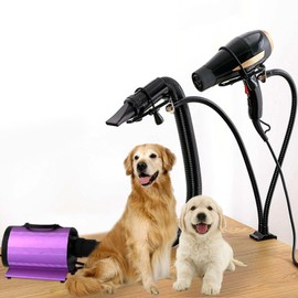 Dog Hair Dryer Stand, Pet Grooming Table Hair Dryer Holder, Handsfree Blow Dryer Holder, 360° Rotatable Lazy Hair Dryer Stand with Adjustable Clamp Mount for Dog Cat Grooming