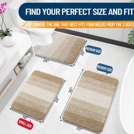 OLANLY Bathroom Rug Mat 30x20, Extra Soft and Absorbent Microfiber Bath Rugs, Non-Slip Plush Shaggy Bath Carpet, Machine Wash Dry, Bath Mats for Bathroom Floor, Tub and Shower, Tan