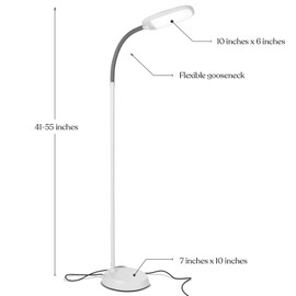 Brightech Litespan Slim Floor lamp, Modern LED Lamp for Living Rooms & Offices, Tall Lamp with Adjustable Gooseneck, Work Light for Crafts, Dimmable Standing Lamp for Bedroom Reading