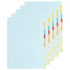 Pack of 5 Index Dividers A4 12 Pieces, Cardboard Index