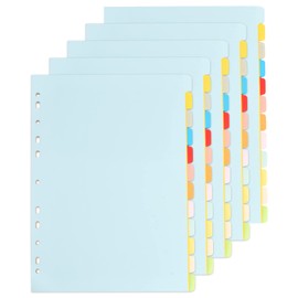 Pack of 5 Index Dividers A4 12 Pieces, Cardboard Index DIN A4 Extra Wide 11 Holes Perforated 150 gsm Recycled Ring Binder Index with 12 Tabs in 12 Colours, Divider Index Folder for School Office Home