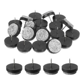 uxcell Nail-on Furniture Sliders, 32Pcs Nail-on Felt Pads Round Chair Table Feet Pads Chair Leg Floor Protectors for Hardwood Floors (Black, 28mm/1.1")