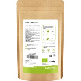 Kamillentee BIO | Kamillenblüten getrocknet, ganz und lose aus kontrolliert biologischem Anbau von bioKontor (500 g)