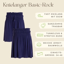 Vishes Short basic women's skirt, one size fits all, 34-46, handmade from 100% cotton, skirt with stretch waistband, ideal for warm and cold months, sustainable alternative clothing, darkblue