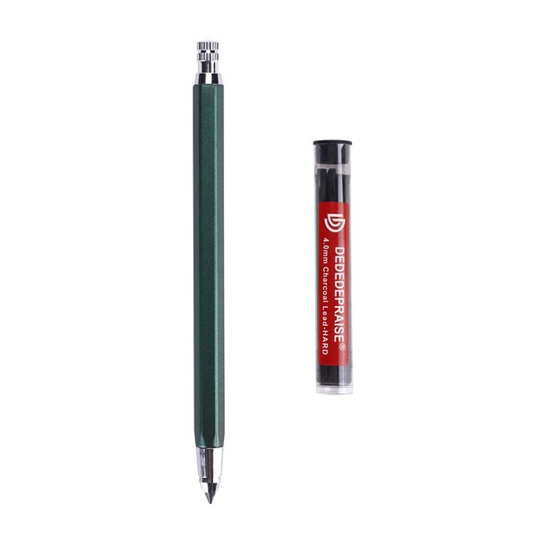 Mechanical Pencil, 4 mm, Automatic Pencil, 8 Charcoal Pencils, Metal