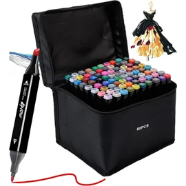 Kebuye 80 Colors Alcohol Markers Set, Dual Tips Blender Art Markers for Drawing Sketching Coloring Artist Pens and Underlining, Professional Permanent Sketch Marker for Kids Adult Coloring