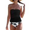 Beachsissi Smocked Tummy Control Gradient Print Tankini Set Women's Bandeau
