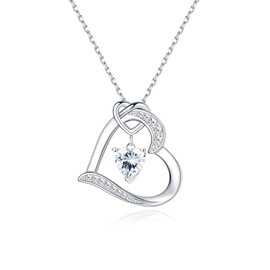 ZELORES 925 Sterling Silver Heart Necklace for Women Dainty CZ Love Heart Pendant Necklace Birthday Valentine's Day Mother's Day Jewelry Gift