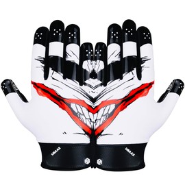 Football Gloves Ball Feel Sensation Youth Football Gloves | Football Gloves Men|Football Gloves for Kids 8-12, Football Receiver Gloves in Adult/Football Gloves Youth Sizes (Black HAHA, Adult- Medium)