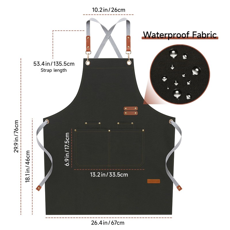 LOYGLIF Chef Aprons for Men Women with Large Pockets, Cotton