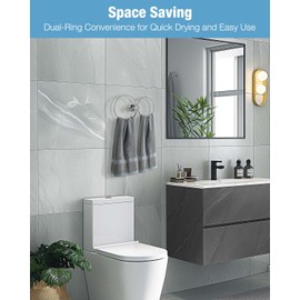 Tatub Dual Towel Rings for Bathroom–Wall Mounted Round Hand Holder Towels Rack Stainless Steel Towel Hangers for Bath, Kitchen, Restroom, Silver