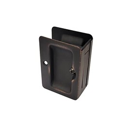 QCAA Premium Quality Solid Brass Rectangular Pocket Sliding Door Pull, Passage Lock, 3-1/4''X2-1/4'', Aged Classic Bronze, 1 Pack, Made in Taiwan