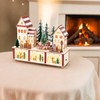 Lumineo LED Wood Village with Santa Scene, 8.66" Tall, Warm