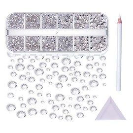 Diamantes de Imitación para Uñas GeorgeX 2000 Piezas de Diamantes de Imitación de Plana Gemas, Gemas de Cristal Transparente 6 Tamaños para Pintura Facial, Accesorios de Artesanía de Uñas
