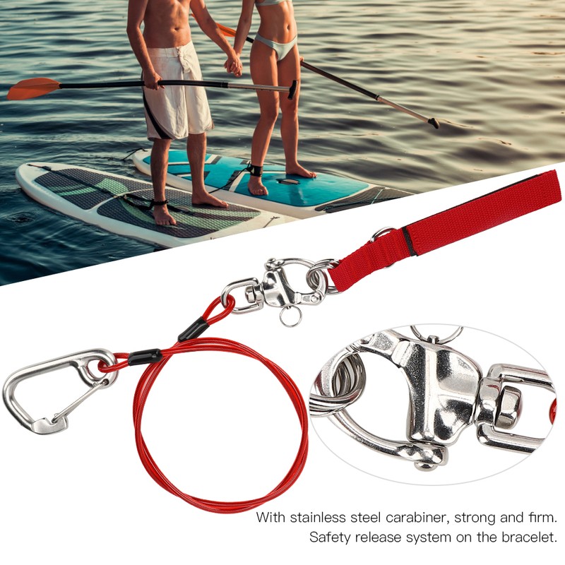 Freediving Lanyard 316 Pro Stainless Steel Safety Rope with Wristband