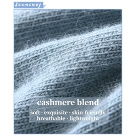 Jaxmonoy - Gorros holgados de cachemir para mujer, de invierno, ligeros, de lana para niñas, con puños, suave y cálida, gorro holgado, Azul, Talla única