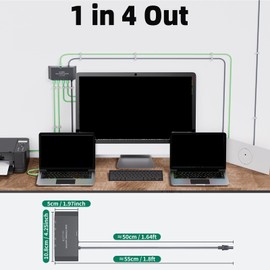 GOWENIC 4 Ports Ethernet Adapter, Gigabit Multi Ports Satellite Ethernet Splitter for Wired External Network, with Plug and Play Design for Work Entertainment Smart Home