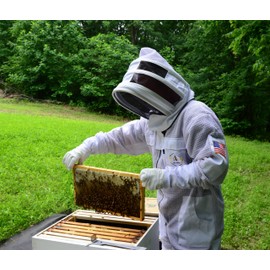 US APIARY 3 Layer Bee Suit with Fencing Veil One Pair Gloves Sting Proof Ventilated Beekeeping Suit (White, XX Large)