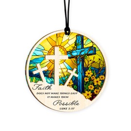 Cross Ornaments for Christmas Tree, Christian Religious Gift for Women, Cross for Car Mirror Hanging Christian Gifts for Men, Mom, Faith Home Decor - Jesus Ornament Religious Gift for Truck Driver