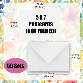 Blank Note Cards and Envelopes 5x7" NOT FOLDED, Heavyweight White Cardstock with Envelopes for Invitations Card Making Supplies and Office Stationery Cards with Envelopes