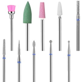 ZKGYUS Pack of 10 Ceramic Nail Drill Bits Cuticle Nail Drill Gel Nails Attachments Remove Gel Acrylic Cuticle Cutter Bits for Manicure Pedicure Home Use