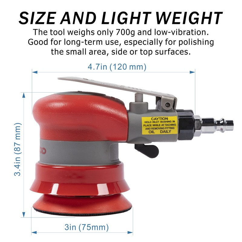 Pneumatic random orbital sander 3-inch light weight palm sander 3/32"