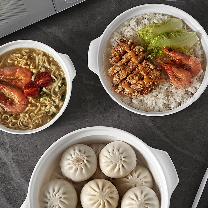 Microwavable Bowls With Lids, Microwave Ramen Bowl with Steam Rack,