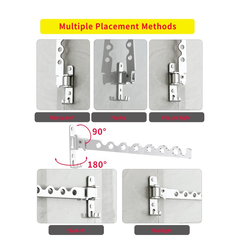 Dr.DJ Wall Mount Coat Hanger Holder Silver Clothes Drying Organizer