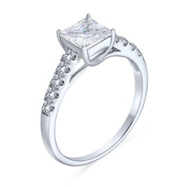 Bling Jewelry Princess Cut Sterling Silver Criss Cross CZ Engagement Ring