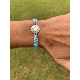 Sportybella Basketball Bracelet- Charm Bracelet- Basketball Jewelry - Perfect Basketball Gift, 8 inches, Metal, no gemstone, Light Blue