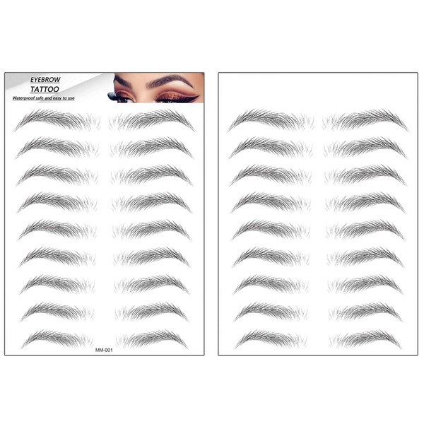 Yesallwas 2 Sheet 18 Pairs Eyebrows Tattoo Sticker, Imitation Ecological