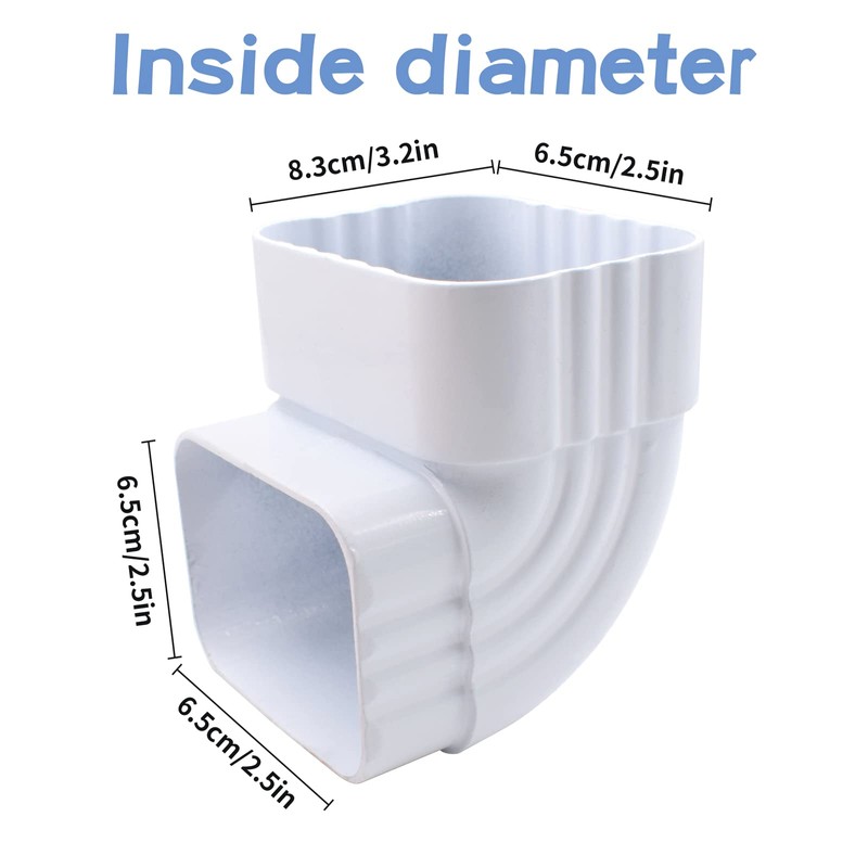 2 x 3 inches Downspout Gutter Rainwater Pipe Diverter Aluminum