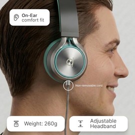ARTIX CL750 - Auriculares con Cable con micrófono y Control de Volumen - Auriculares intraurales con Aislamiento de Ruido para computadora y computadora portátil con Cable, Auriculares con Cable y