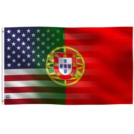 3x5 ft Portuguese American Hybrid Flag: 100% Polyester Banner, Brass Grommets & Strong Canvas Header, For Use Outdoor or Indoor