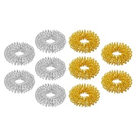 CHI-ENTERPRISE - Premium Massage Ring Set for Finger | Anti-Stress Ring | Acupressure Ring - Anxiety Ring | Contents: 10x Anti-Stress Ring (5x Gold/Large, 5x Silver/Large)
