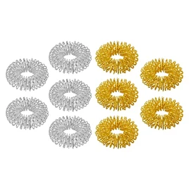 CHI-ENTERPRISE - Premium Massage Ring Set for Finger | Anti-Stress Ring | Acupressure Ring - Anxiety Ring | Contents: 10x Anti-Stress Ring (5x Gold/Large, 5x Silver/Large)