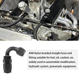 CNWZYMX AN8 120 Degree Hose End Fitting Elbow Bend Swivel Connector for Braided Nylon Aluminum Black 2PCS