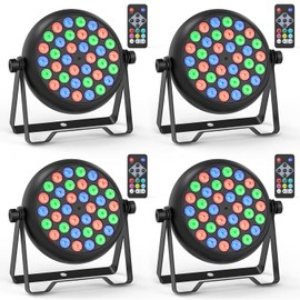 DazzlingStage DazzlingStage 36 LED Stage Lights, Corded RGB Par Lights, 4/7 CH DMX Par Can, LED Stage Lihgts with Sound Activated & DMX 512 Remote, LED Par Can for Wedding, Club, Event, Party, 4 Pack